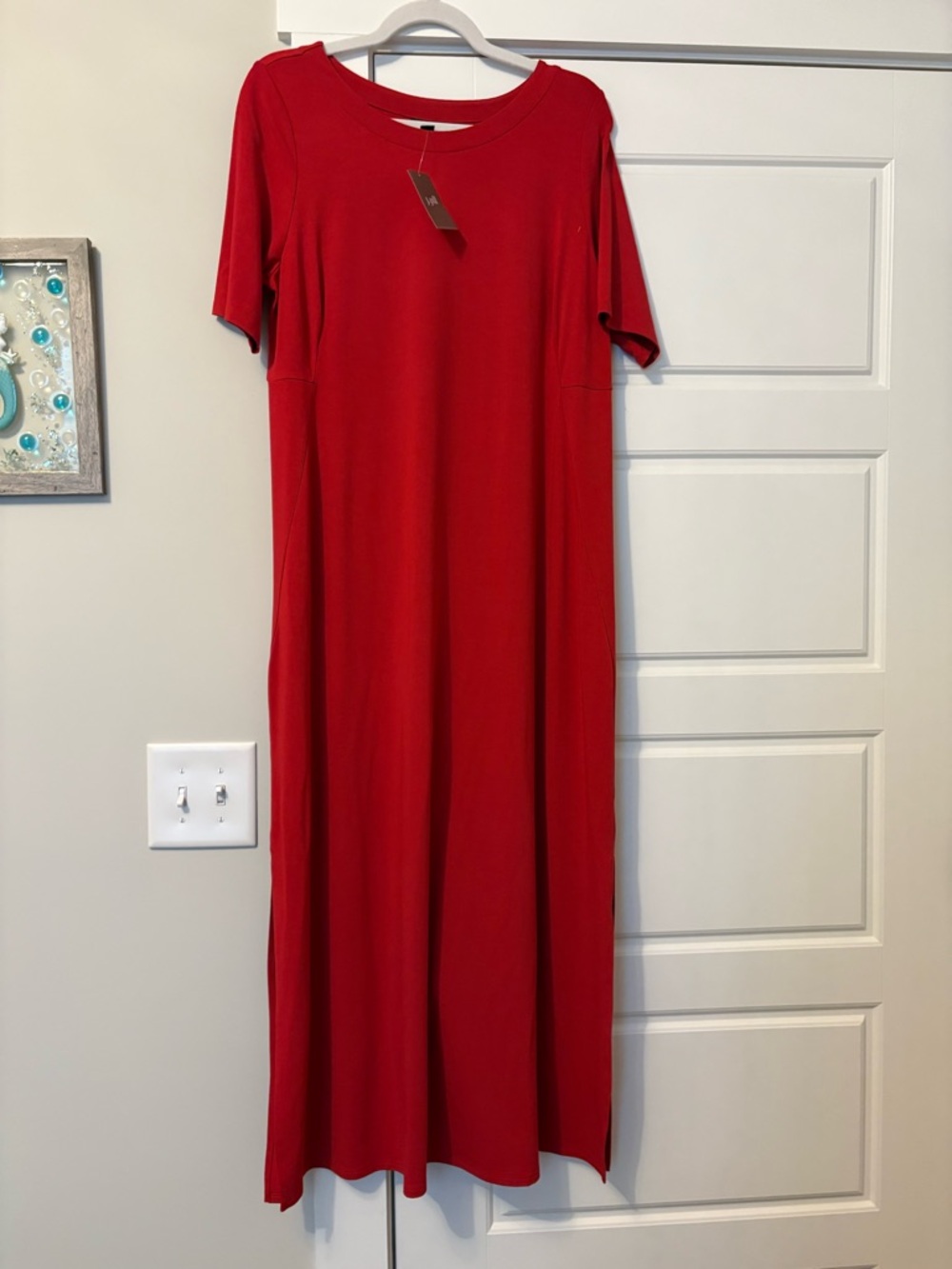J. Jill Red Short-Sleeve Maxi Dress